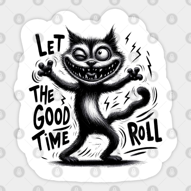 Black Cat Let The Good Times Roll Sticker by Cutetopia